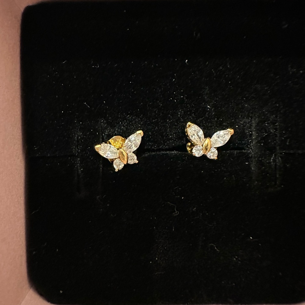 Pandora 14k Plated Gold Butterfly Earrings - Picture 2 of 3